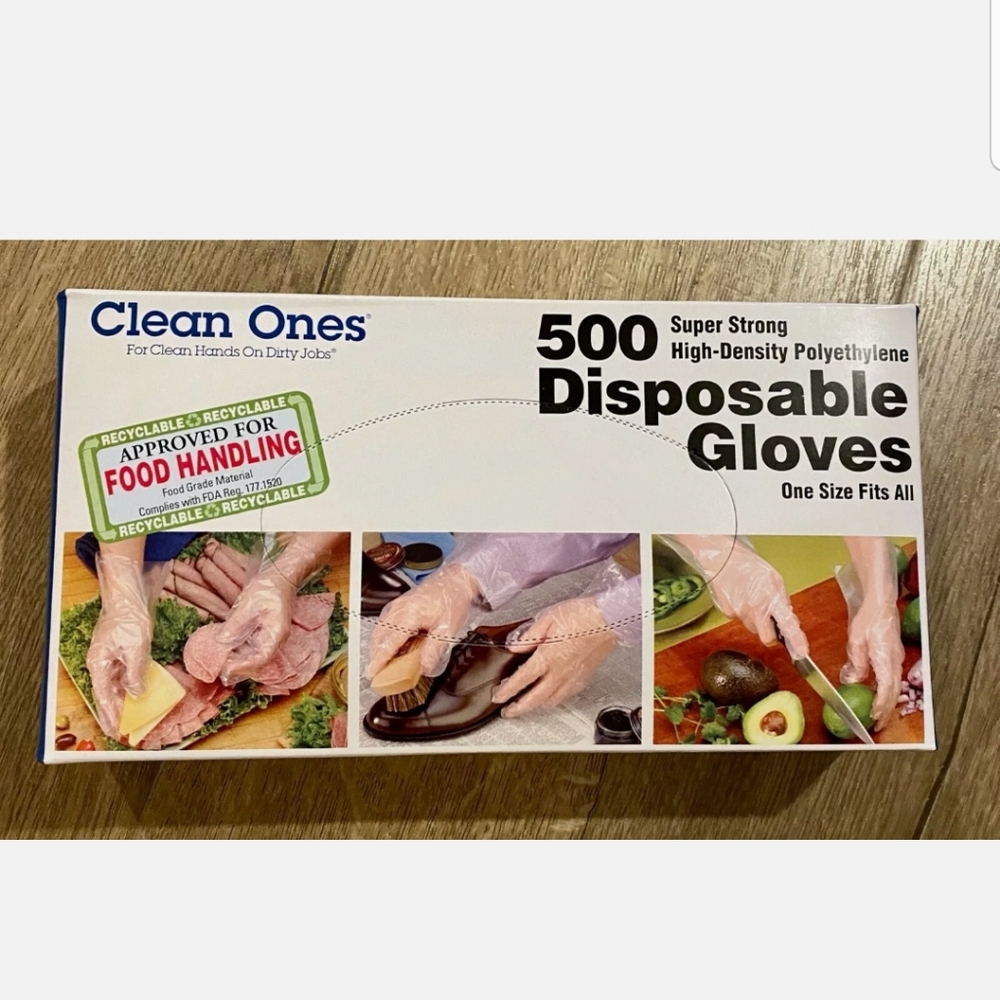 Clean Ones 500 Count Disposable Gloves ONE SIZE FITS ALL Food Handling +…